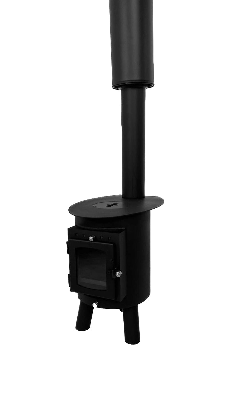 Poêle à bois ovale Hygge | 4,5 kW 18 kg | Ensemble de conduit de fumée à double paroi