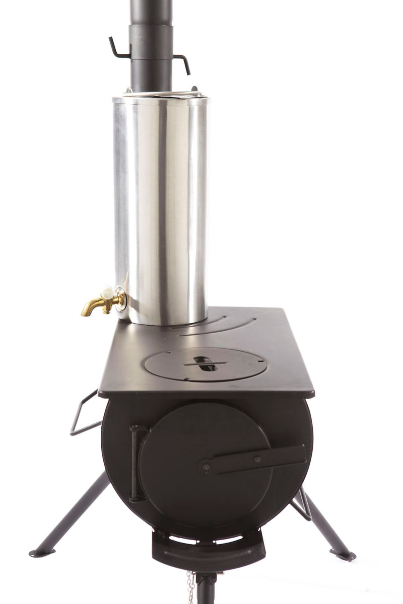 Poêle à bois portatif Pioneer | 2,5 kW 12 kg - Ensemble chauffe-eau