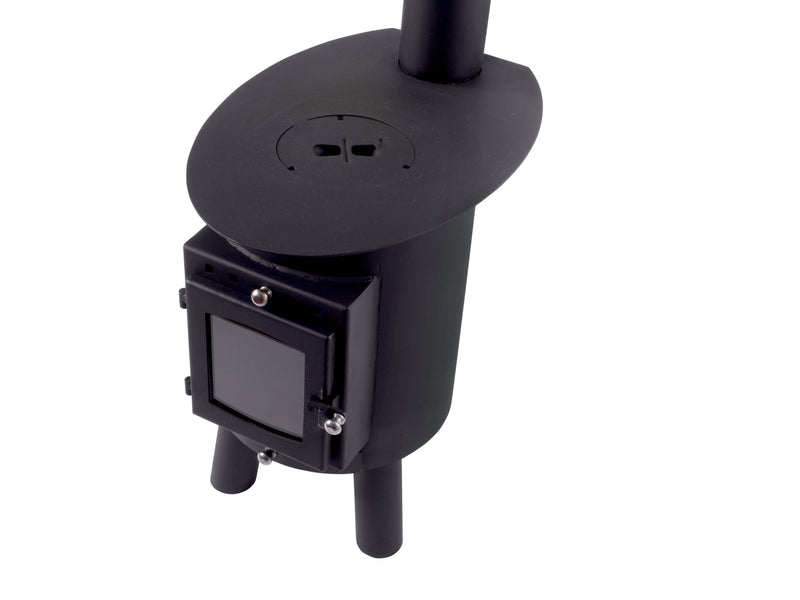 Poêle à bois ovale Hygge | 4,5 kW 18 kg | Ensemble de conduit de fumée à paroi simple